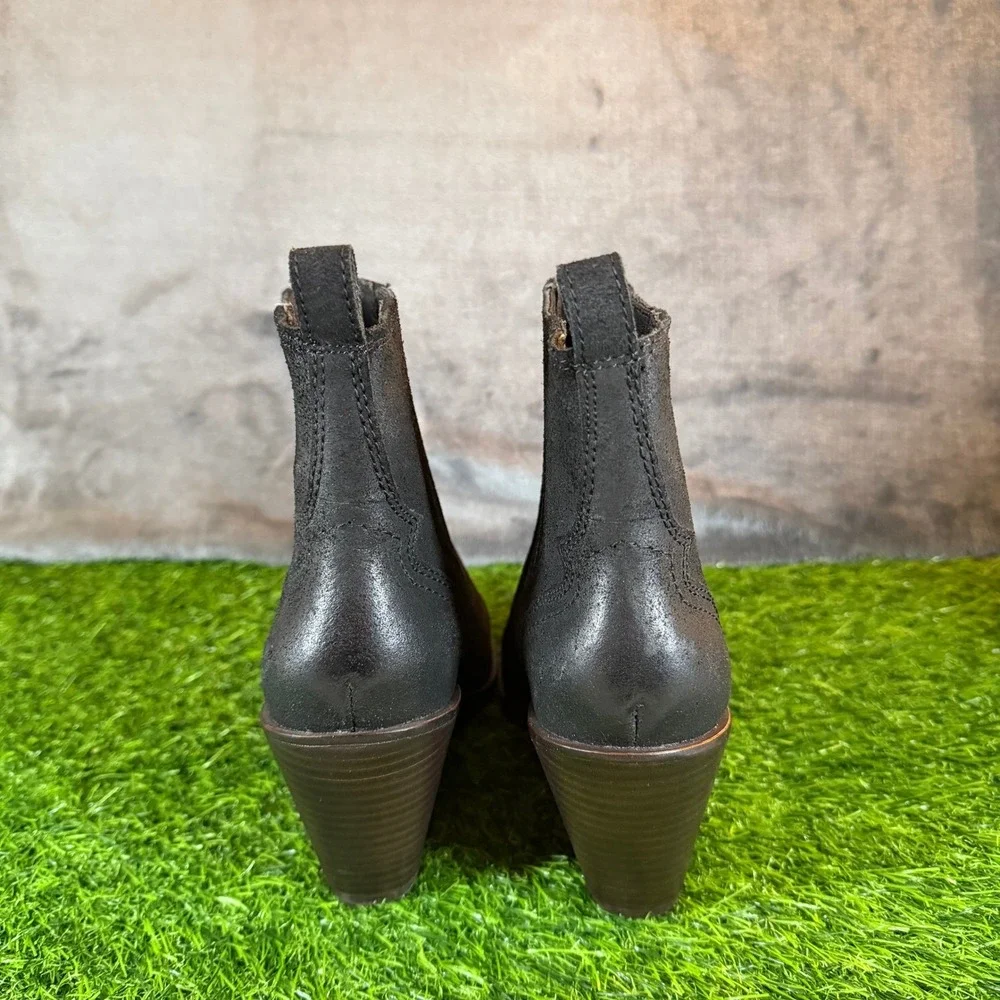 Lucky Brand Basel Wedge Booties Womens size 6 Black Leather Ankle Boots